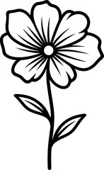 Wildflower silhouette in black color. Vector template for laser cutting wall art.