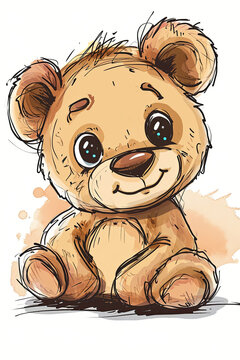 Cute cartoon bear cub illustration.