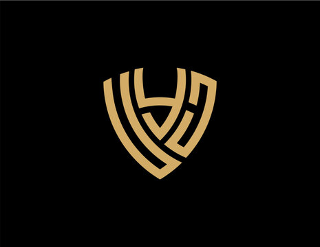 UYJ creative letter shield logo design vector icon illustration