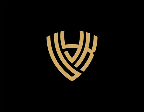 UYK creative letter shield logo design vector icon illustration