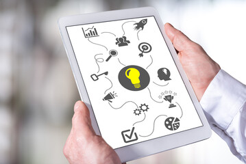 Business idea concept on a tablet