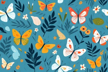 Seamless pattern with butterflies