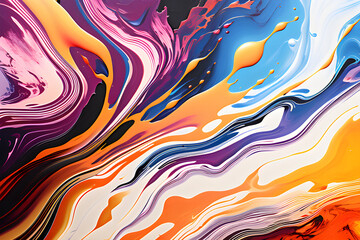 Closeup of abstract oil paint background texture with liquid fluid marbled paper texture banner texture. Generative AI (생성형 AI)