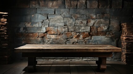 Weathered Concrete Vintage Wall and Table Front View Perfect for Marketing, Branding, and Commercial Promotions, Neutral Tones and Urban Elegance Background Business and Office Concepts