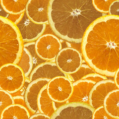 Seamless orange slices high resolution banner pattern