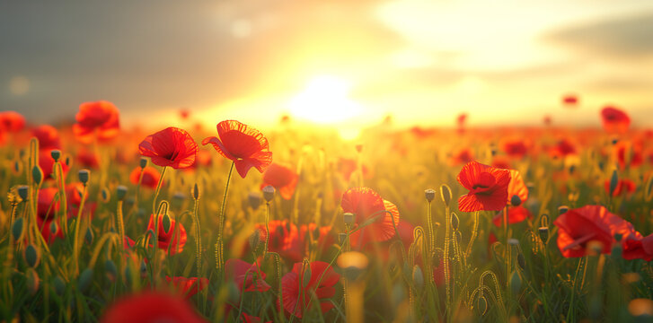 Vibrant Poppy Flowers: A Close-Up of Beautiful Spring and Summer © GustavsMD