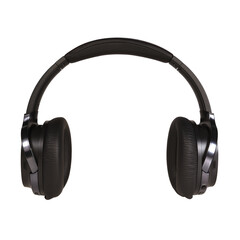 Black wireless modern headphones on a white isolated background