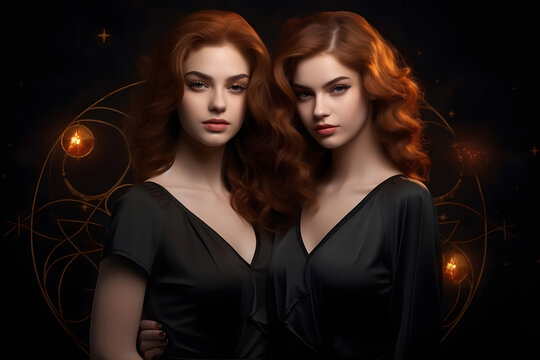 two red-haired girls in black dresses