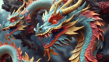Fototapeta premium Beautiful fantasy dragon. Year of the Dragon according to the eastern horoscope