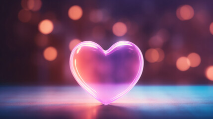 Abstract heart in neon light love concept. Background