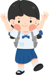 Happy Kid student wearing uniform and bag
