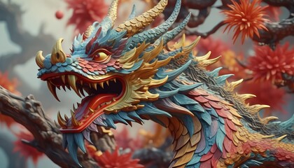 Beautiful fantasy dragon. Year of the Dragon according to the eastern horoscope