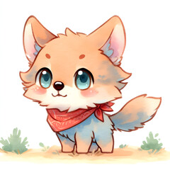 watercolor cute orange fox clipart illustration isolated on white background