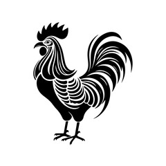 Fototapeta na wymiar Vector rooster silhouette Chicken Cock Livestock farm icon symbol, Rooster silhouette Chicken logo vector illustration template logotype isolated on white background