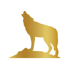 golden wolf on the rock