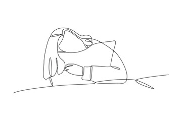 Woman pose when rest time with pillow
