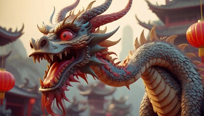 Fototapeta premium Beautiful fantasy dragon. Year of the Dragon according to the eastern horoscope