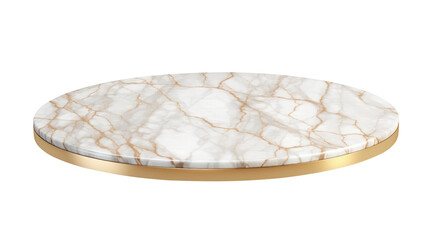 White gold marble luxury texture golden line pattern stone table top isolated on white background,...