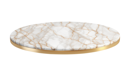 White gold marble luxury texture golden line pattern stone table top isolated on white background, for product display