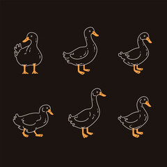 Domestic fowl. Cartoon goose illustration. Vector contour illustration of  goose.