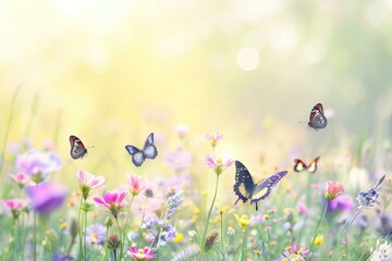 Serene Butterfly Meadow, Springtime Bloom Concept