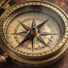 old compass on old map