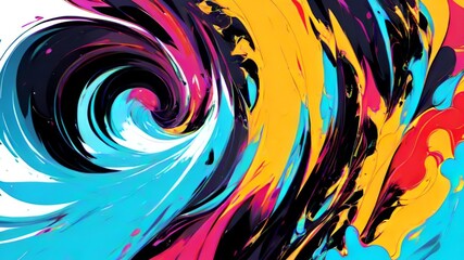 Fluid art texture design. Background with abstract mixing paint effect. Mixed paints for posters or wallpapers. White, blue and golden overflowing colors. Liquid acrylic picture that flows and splashe