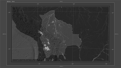 Bolivia composition. Bilevel elevation map - obrazy, fototapety, plakaty