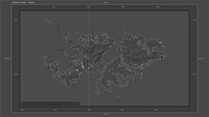 Falkland Islands composition. Bilevel elevation map