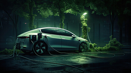 Electric Vehicle Charging at Car Station