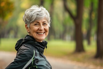 Active Senior Woman Enjoying Nature, Healthy Lifestyle Concept
