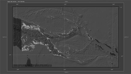 Papua New Guinea composition. Bilevel elevation map