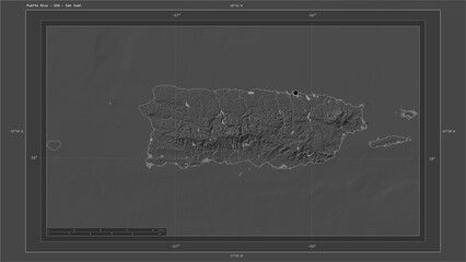 Puerto Rico - USA composition. Bilevel elevation map