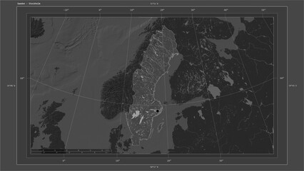 Sweden composition. Bilevel elevation map
