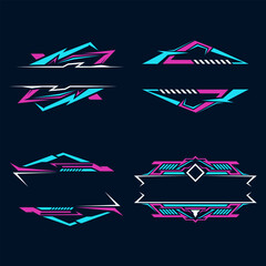 Collection of modern gaming borders. Racing style badge. Futuristic blank badge logo - obrazy, fototapety, plakaty