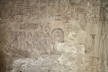 King Seti tomb at the Valley of Kings .Luxor . Egypt. Hieroglyphics in King Seti tomb.wall reliefs...