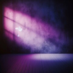 Dark blue violet purple magenta glow minimal abstract background for design or product presentation, shadow and light from windows on plaster wall