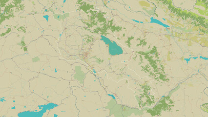 Armenia outlined. OSM Topographic Humanitarian style map