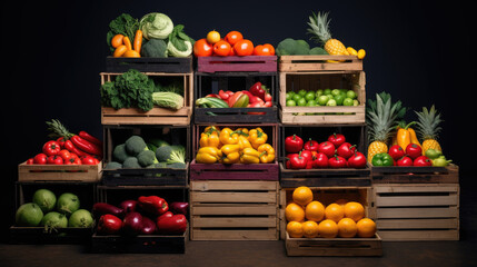 Organic Fruits and Vegetables in Crates