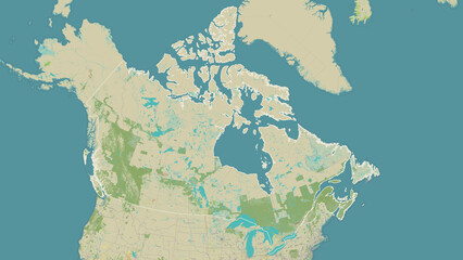 Canada outlined. OSM Topographic Humanitarian style map