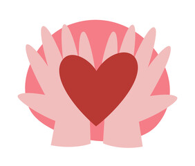 Heart in hands. St Valentine's Day flat style vector illustration