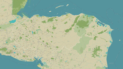 Honduras outlined. OSM Topographic Humanitarian style map