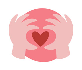 Heart in hands. St Valentine's Day flat style vector illustration