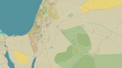 Jordan outlined. OSM Topographic Humanitarian style map
