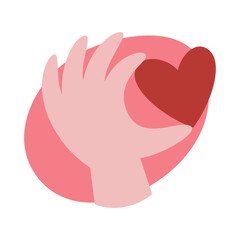 Heart in a hand. St Valentine's Day flat style vector illustration