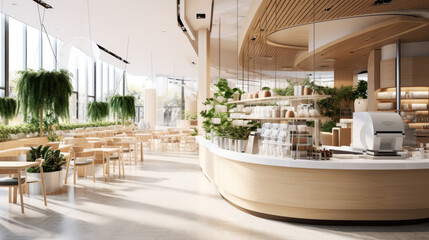 Empty Info Desk Mockup in Modern Shopping Mall - Retail and Hospitality