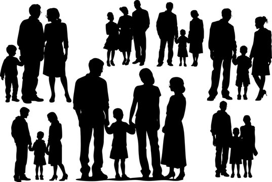 family silhouette isolated over white background. vector illustration. AI generated illustration.