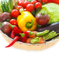 Vegetables still life on the white background