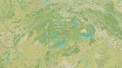 Slovakia outlined. OSM Topographic Humanitarian style map