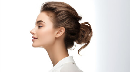 Female Businesswoman in Profile, White Background